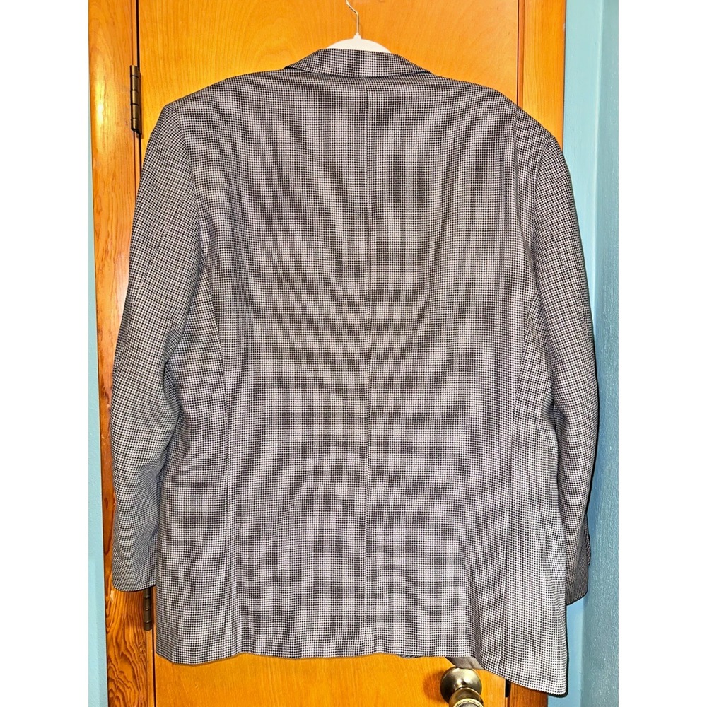 Oscar de la Renta Men's Vintage 46L Brown‎ Beige Houndstooth Wool Blazer - Picture 2 of 8
